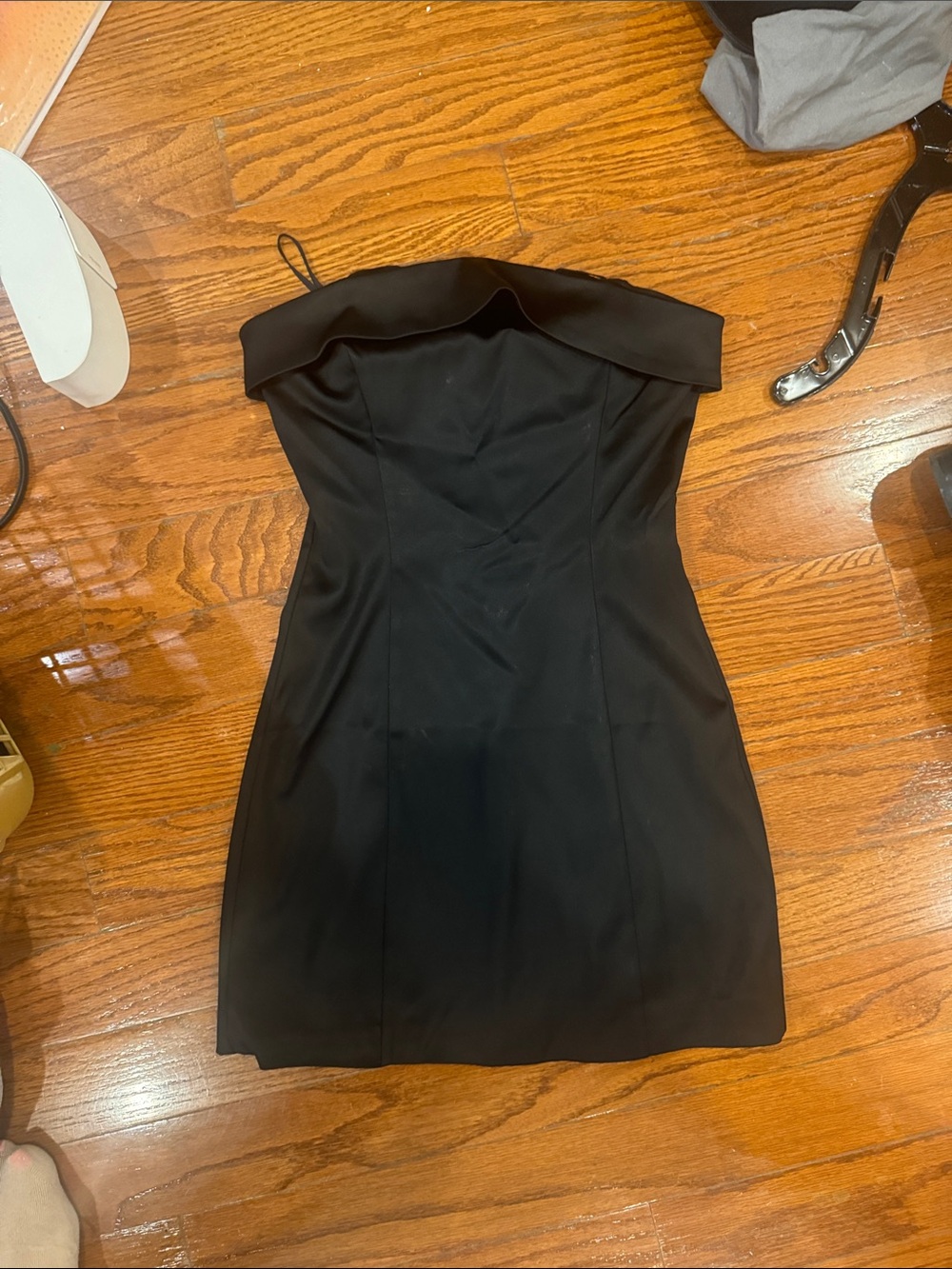 Sunday Best Black Strapless Fold-Over Cocktail Dress